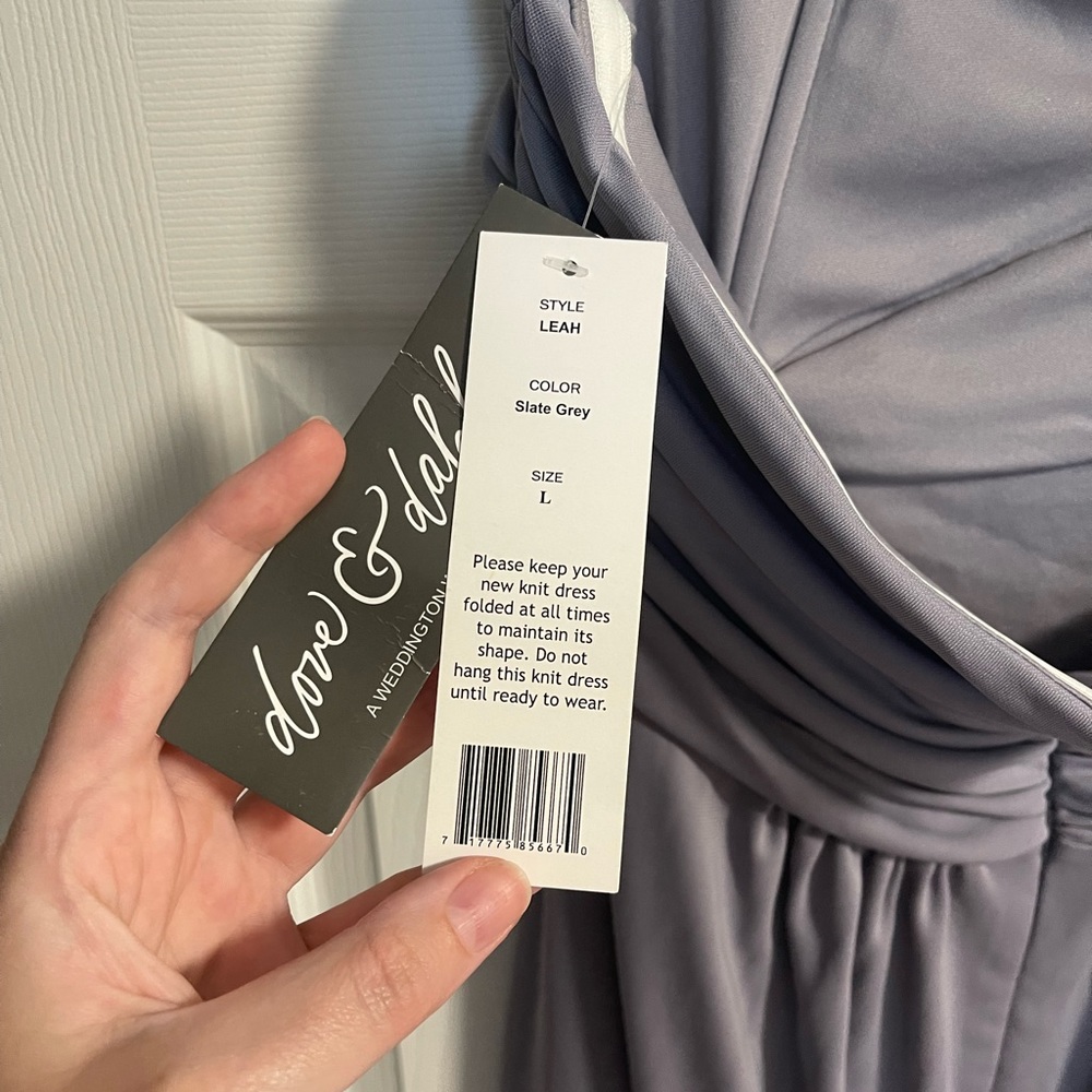 Dove & Dahlia Leah Bridesmaid Cocktail Strapless Dress in Slate Grey - Picture 2 of 7